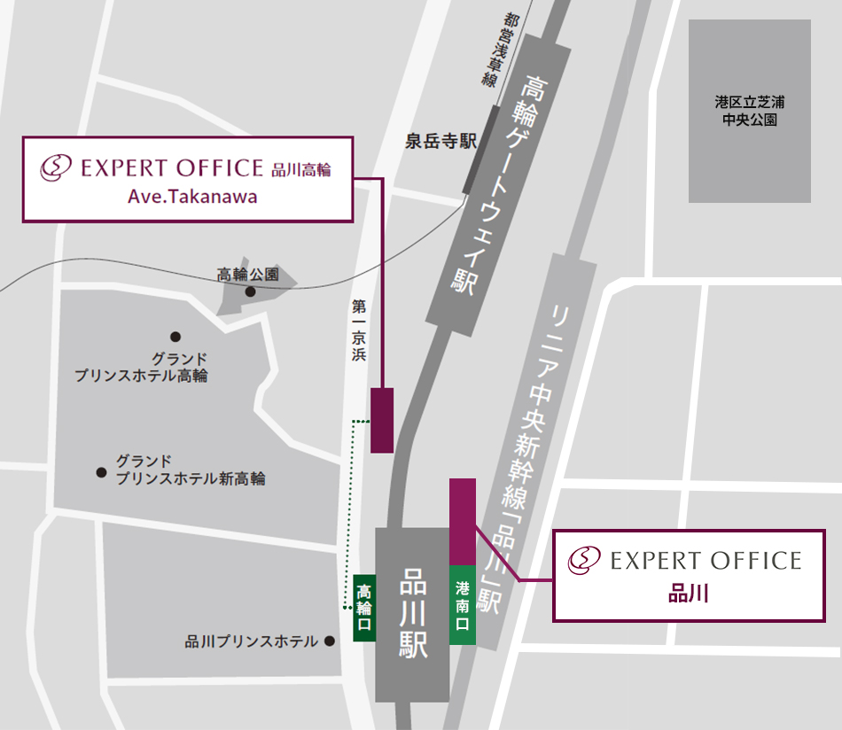 品川エリアのエキスパートオフィス地図